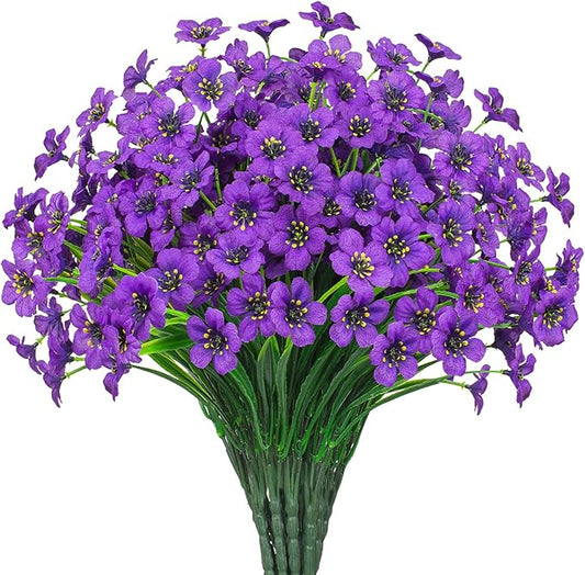 21 Bundles Outdoor Artificial Flowers UV Resistant Fake Silk Flowers No Fade Faux Plastic Plants Garden Porch Window Box Decoration(Purple)