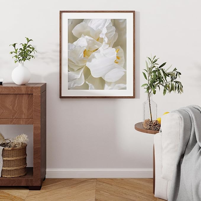 24x28 Picture Frame, Solid Oak Wood Frame 24 by 28, Rustic Wood Poster Frame 24"x28", 24x28 Frame with Mat for 20x24, 24 x 28 Frame with Tempered Real Glass (Walnut Color, 1 Pack)