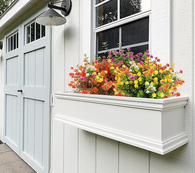 RECUTMS 8 Bundles Artificial Fall Flowers No Fade Faux Autumn Plants, Fake Indoor Outdoor Greenery for Thanksgiving Christmas Wedding Party Home Garden Fireplace Décor (Golden)