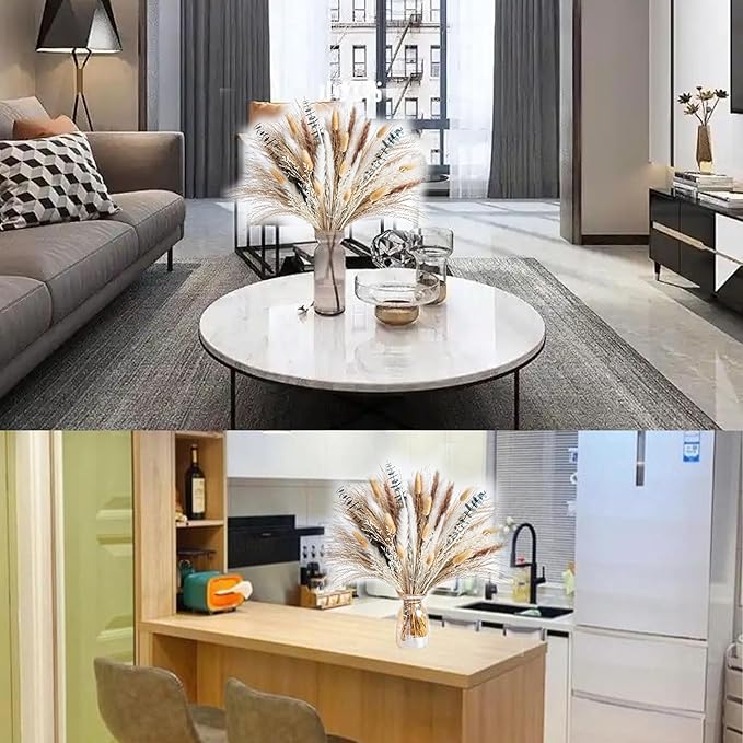 Boho Decor Pampas Grass and Eucalyptus Bouquet,pompas Grass Dried Flowers Arrangement for Centerpiece Table Decor,Wedding,Home,Room,Rustic Decor