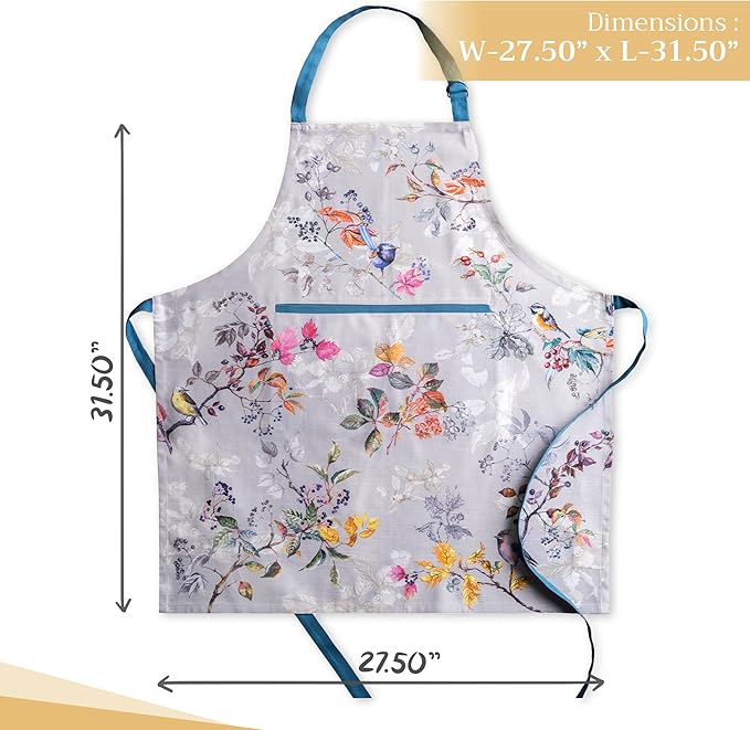 Maison d' Hermine 100% Cotton Apron for women with Pocket Kitchen Chef Apron for Men Cooking Gardening Server Waitress