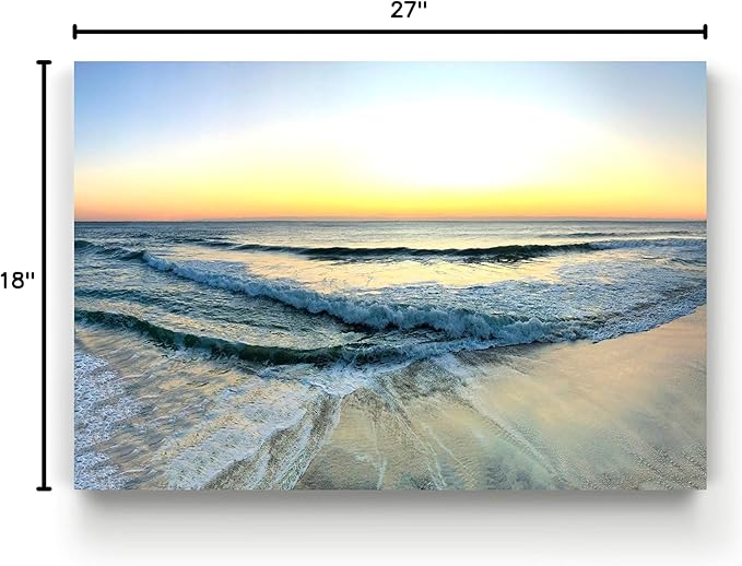 Renditions Gallery Canvas Beach Decor Paintings & Prints Ocean Sunrise View above Sea Waves Nature Hanging Artwork for Bedroom Office Kitchen Decor - 18"X27" LT08