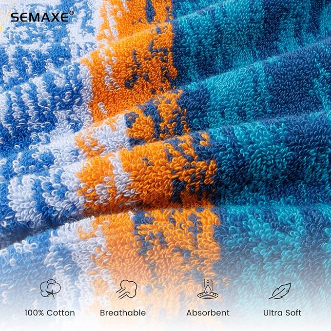 SEMAXE Hand Towels for Bathroom, 100% Cotton Towels with Hanging Loops, Soft and Absorbent, 4 Pack Hand Towel Set for Gym, Shower, Hotel, Spa and Kitchen, Colorful Towel - The Starry Night Collection