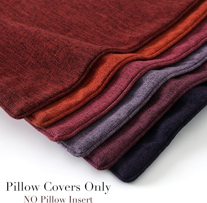 HPUK Linen Throw Pillow Covers Pack of 2, 18x18 Inch Accent Cushion Covers for Living Room, Bedroom, Decorative Solid Color Pillow Covers for Couch, Sofa, Chair, Purple