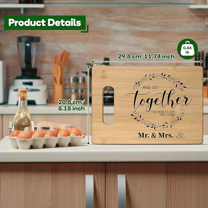 Wedding Gifts Bridal Shower Gifts for Bride and Groom Engagement Gifts for Couple 2025 Valentines Day Present for Husband and Wife Newlywed Marriage,Best Wedding Favors Engraved Bamboo Cutting Board