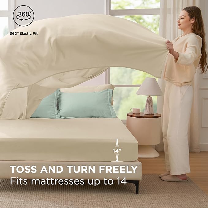 Bedsure Full Size Comforter Set - 7 Pieces Sage Green Full Bedding Set for All Seasons, Boho Contrasting Design Bed in a Bag with Comforter, Sheets, Pillowcases & Shams