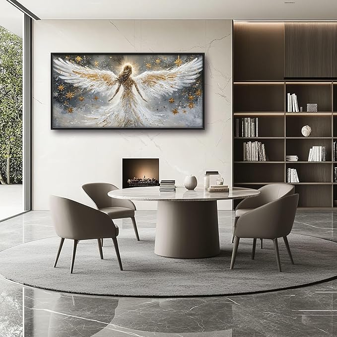 Angel Large Wall Art for Living Room, Angel Wings Oversized Wall Decor Pictures, Holy Framed Canvas Print Painting, Modern Artwork for Bedroom Office Home Decor 60"x30"