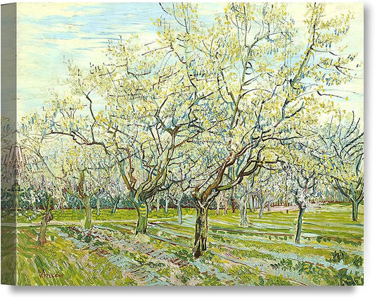 DECORARTS - The White Orchard, Vincent Van Gogh Art Reproduction. Giclee Canvas Prints Wall Art for Home Decor 30x24