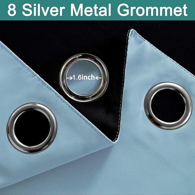 Yakamok Extra Wide Blackout Full Shading Curtains for Patio Door, Thermal Backing Sliding Glass Door Drape, Privacy Assured Window Treatment, Room Divider Curtains,Sky Blue W100 x L96, 1 Panel