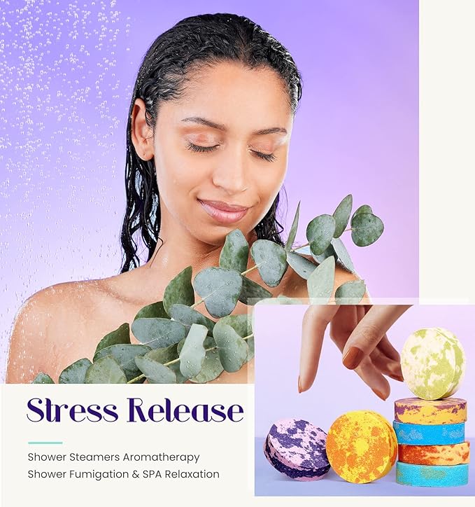 POPCHOSE Shower Steamers Aromatherapy – 8 Scented Shower Tablets with Gift Packaging, Self Care Bath Bombs for Stress Relief & Home Spa, Birthday Gifts for Women, Men, Dad, Grandma & Daughter