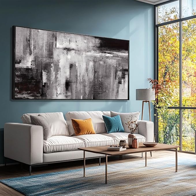 Large Framed Canvas Wall Art Black and White Abstract Art Painting for Bedroom Living Room Wall Decorations 29"x 58" Office Wall Decor