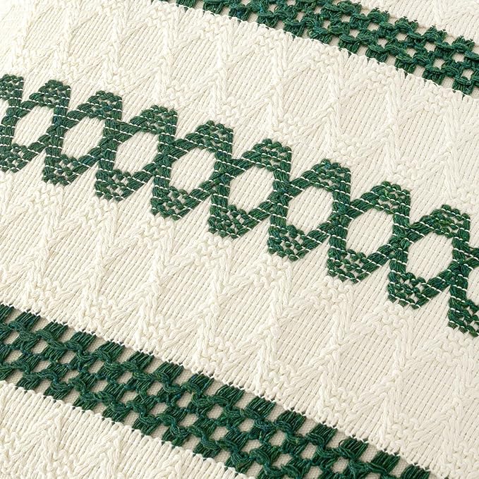 MIULEE Set of 2 Dark Green Boho Christmas Decorative Pillow Covers 20x20 Inch Farmhouse Rustic Couch Throw Pillows Modern Spring Cotton Cushion Cover Retro Macrame Woven Home Decor for Bed Sofa Chair