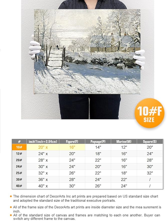 DECORARTS - The Magpie, Claude Monet Art Reproduction. Giclee Canvas Prints Wall Art for Home Decor 20x16