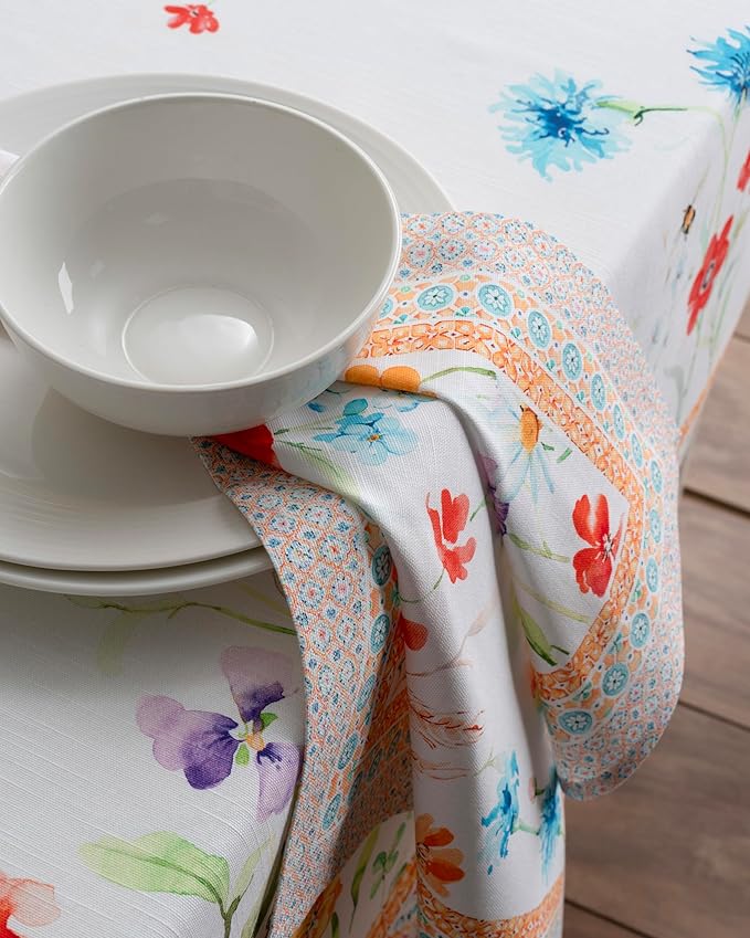 Maison d' Hermine Cloth Napkins Set of 4 100% Cotton Everyday Reusable Square Napkins Cloth Washable, Dinner, Party, Wedding, Restaurant, Spring/Summer (Summer Whisper, 20" x 20")