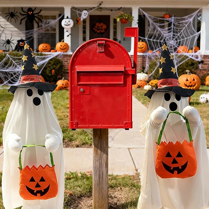 Halloween Decorations Outdoor Light up Ghost Porch Decor with Color Changing Lights & Small Candy Bag for Trick or Treat, 37" Halloween Party Favors Indoor Home Decor, Spooky Gifts for Kids & Adults