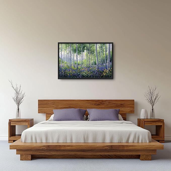 Birch Large Wall Art for Living Room Framed, Forest Wall Decor Pictures, Nature Scenery Canvas Print Painting, Aesthetic Artwork Bedroom Office Home Decor 36"x24"