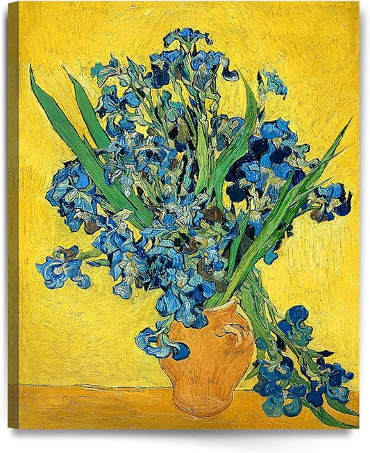 DECORARTS - Irises Vase Flower, Vincent Van Gogh Art Reproduction. Giclee Canvas Prints Wall Art for Home Decor 30x24
