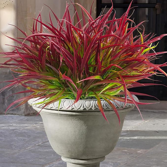 Uieke 28 Bundles Artificial Outdoor Plants UV Resistant Fake Grass Plants Faux Plastic Plants Greenery Shrubs for Home Garden Pathway Window Box Front Porch Summer Fall Decor, Deep Red