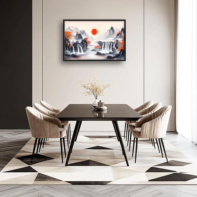 Lovira Japanese Mountain Landscape Large Wall Art Japan Canvas Wall Decor Pictures Prints Painting Framed Artwork for Living Room Bedroom Bathroom Kitchen Office 24"x36"