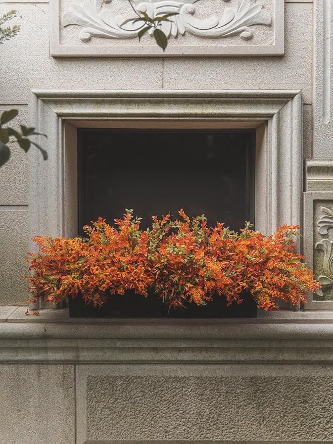 8pcs Fall Artificial Outdoor Branch with Eucalyptus Leaves for Indoor Outside Hanging Plants Garden Porch Window Box Home Wedding Farmhouse Décor