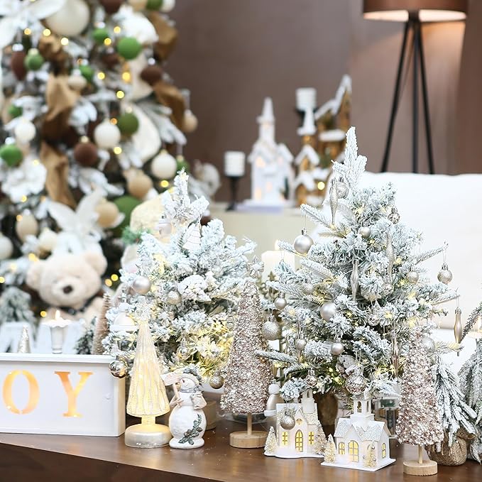 Sea Team 64-Pack Shatterproof Plastic Christmas Ball Ornaments Set, Colorful Christmas Baubles, Hanging Decorations for Xmas Tree, Wreath, Garland, (40mm/1.57 Inches, Champagne, White)