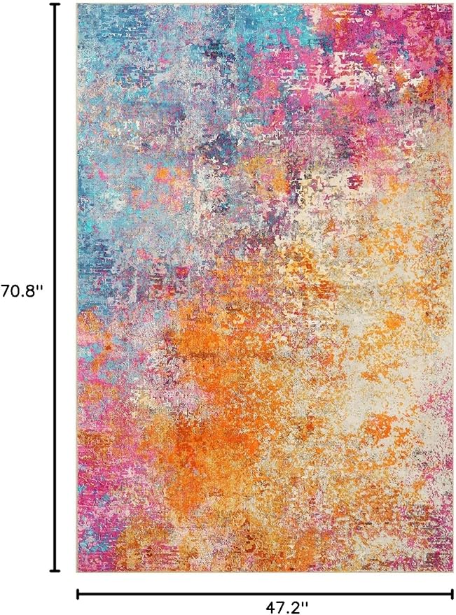 Lahome Modern Abstract Area Rug - 4x6 Colorful Living Room Rug Soft Bedroom Rug Washable Entryway Mat, Rainbow Non Slip Indoor Floor Throw Carpet for Basement Apartment Playroom Office