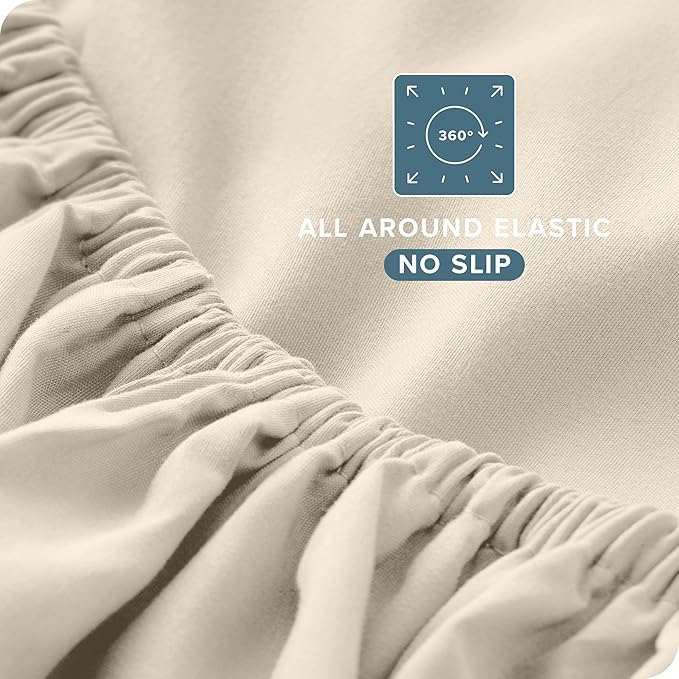 Bare Home Split Head Flex King Sheet Set - 1800 Ultra-Soft Microfiber Bed Sheets - Double Brushed - Deep Pockets - Easy Fit - 4 Piece Set - FlexTop King Bedding (Split Head Flex King, Sand)