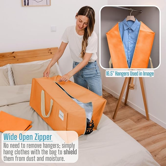 VENO 4 Pack Moving Bags w/Backpack Straps, Heavy Duty, Moving Boxes Alternative, Packing Supplies, Large Storage Totes for Dorm Room Essentials with Zipper (Seasonal Autumn Orange, 4 Pack)