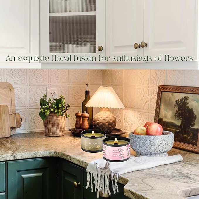 Tranquility & Rose Gulora Pure Beeswax Candle Bundle – 30+ Hours Long Burning Classically Designed Non-Toxic Scented Candles for Home Decor and Aromatherapy with Natural Fragrance - 5 oz (Each)