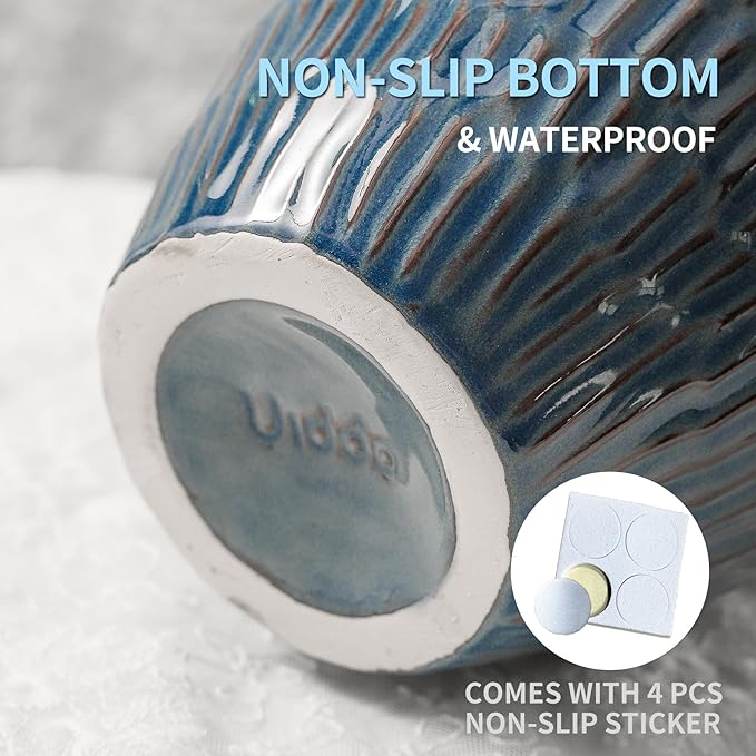 Blue Ceramic Vase for Home Decor,11.6 Inch Flower Vase，Decorative Vases for Pampas Grass，Modern Art Texture Vases for Home Entryway Living Room Dining Table Farmhouse Office Decor-Blue