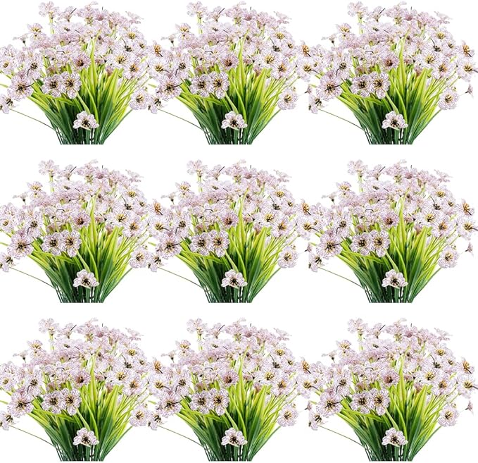 30 Bundles Artificial Flowers Outdoor UV Resistant Fake Flowers No Fade Faux Plastic Plants Garden Porch Window Box Decorating(White)