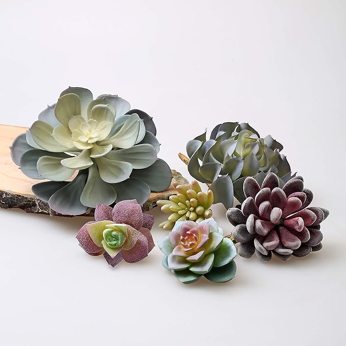 Artificial Succulents - 15 Pack - Premium Unpotted Succulent Plants Artificial - Realistic Textured Succulents - Fake Succulent Plants for DIY - Feaux Faux Cactus Plant Bulk