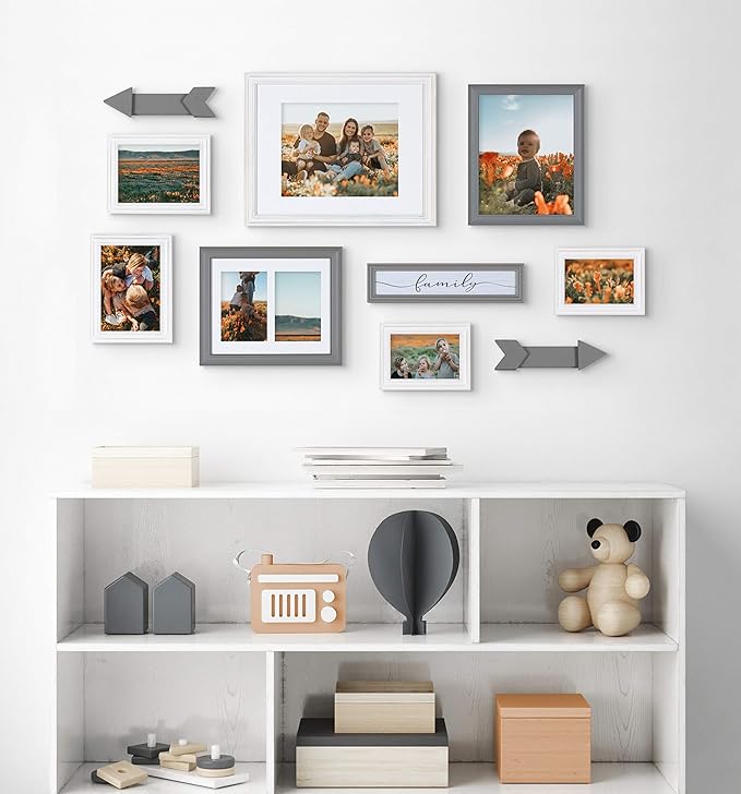 Kate and Laurel Bordeaux Expressions Wall Decor Collection, Rustic Gray and White, Assorted Size Frames and Decorative Wall Accents