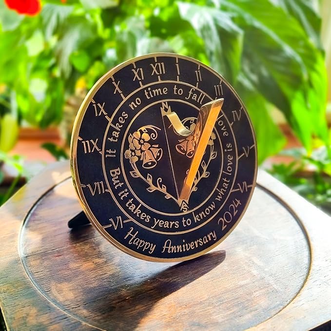 Anniversary Sundial Gift for Any Wedding Anniversary in 2024 - What Love is - Recycled Metal Home Decor Or Garden Present Idea - Handmade in UK for Him, Her Parents Or Couples Celebration