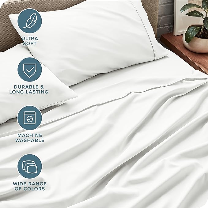 Bare Home Split California King Sheet Set - 1800 Ultra-Soft Microfiber Split California King Bed Sheets - Double Brushed - Deep Pockets - Easy Fit - 5 Piece Set - Bed Sheets (Split Cal King, Cream)