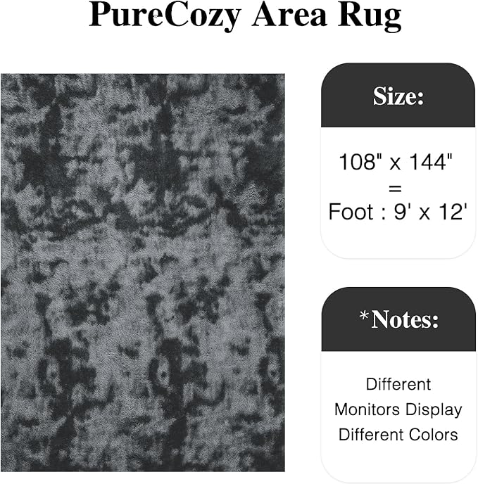 Shag Rug 9x12 for Living Room, Super Soft Modern Plush Rug Non-Slip Large Area Rug Indoor Fuzzy Carpet Fluffy Rugs for Bedroom Home Aesthetic Decor