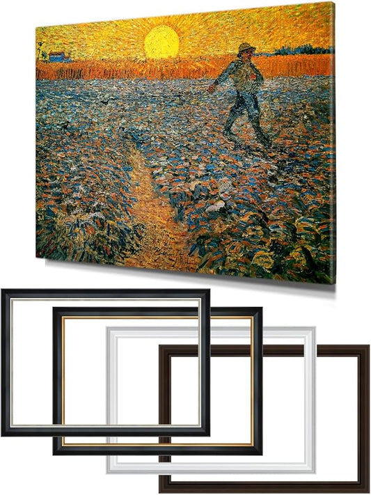 DECORARTS - The Sower by Vincent Van Gogh, Large Giclee Canvas Print with Solid Wood Frame, Oversized Wall Art Decor