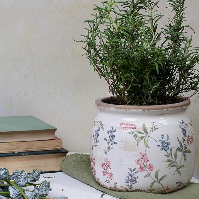 Flower Pots, Vintage Planters for Indoor Plants, 6.29'' Plant Pots with Drainage, Ceramic Pots for Plants, Vase & Planters, Indoor Planter for Home, Fall Decor, Purple Red