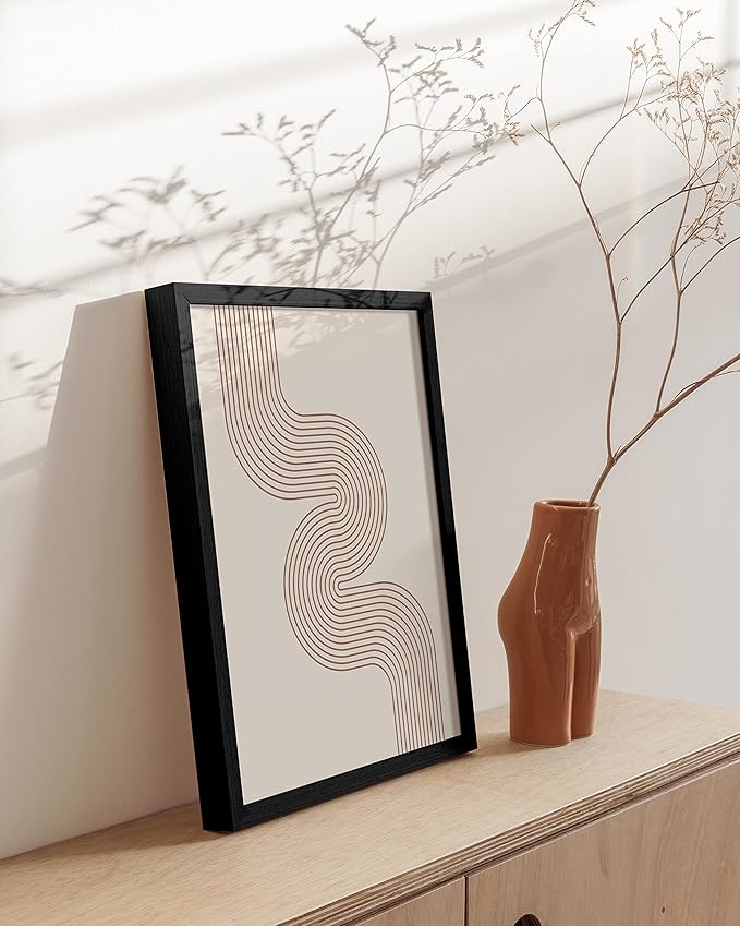 HAUS AND HUES Woman Drawing Line Art Wall Decor (12.00" X 16.00", Black Framed, Snaking River)