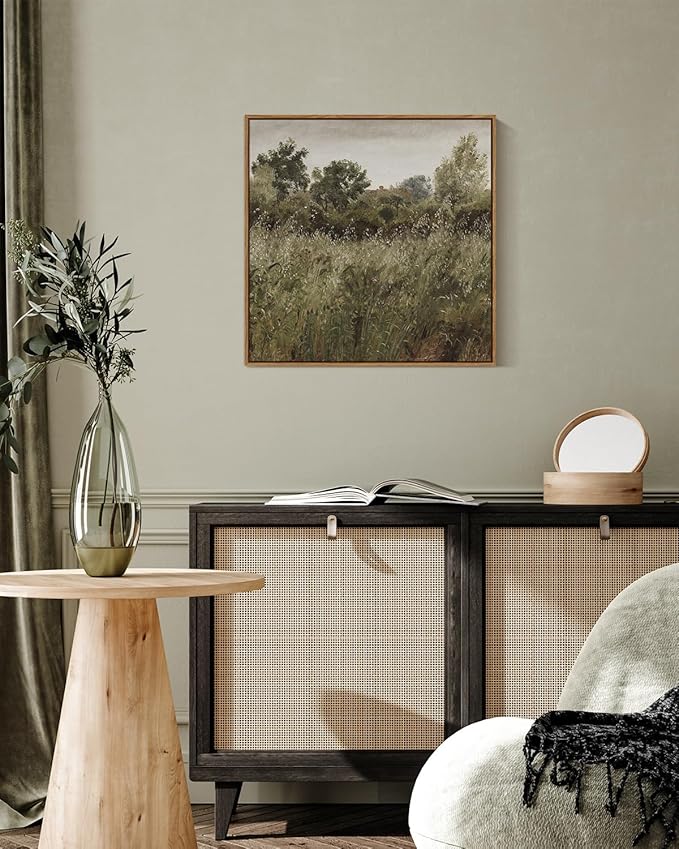 InSimSea Square Framed Canvas Wall Art, Vintage Decor Farmhouse Classical Field Wall Art Prints, Desk Decor, Natural Oil Paintings Home Decor for Living Room Bedroom, Kitchen, Office 16"x16"