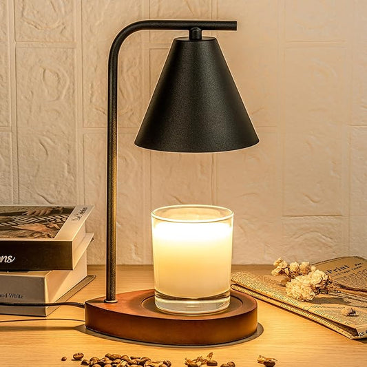 Black Candle Warmer Lamp with Timer, Birthday Gifts for Women Men, House Warming Gifts New Home Decor Aesthetic Black Walnut, Electric Dimmable Wax Melt Warmer for Jar Candles