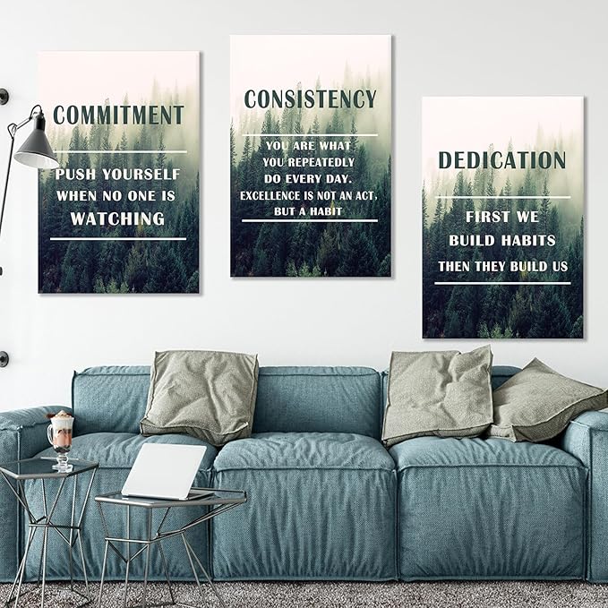 3 Piece Motivational Canvas Wall Art Large Posters Inspirational Entrepreneur Quote HD Picture Print Positive Painting Artwork for Living Room Workplace Stretched and Framed [72''Wx 36''H]