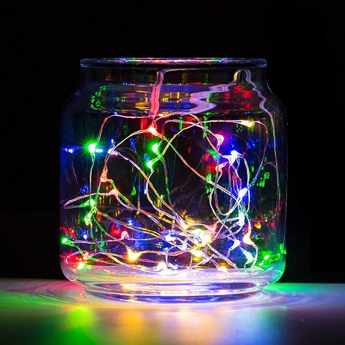 MUMUXI 12 Pack 7.2ft Fairy Lights Battery Operated String Lights, 20 Mini Battery Powered LEDs for Centerpiece Table Decorations, Wedding Party Bedroom Mason Jar Christmas, Multicolor