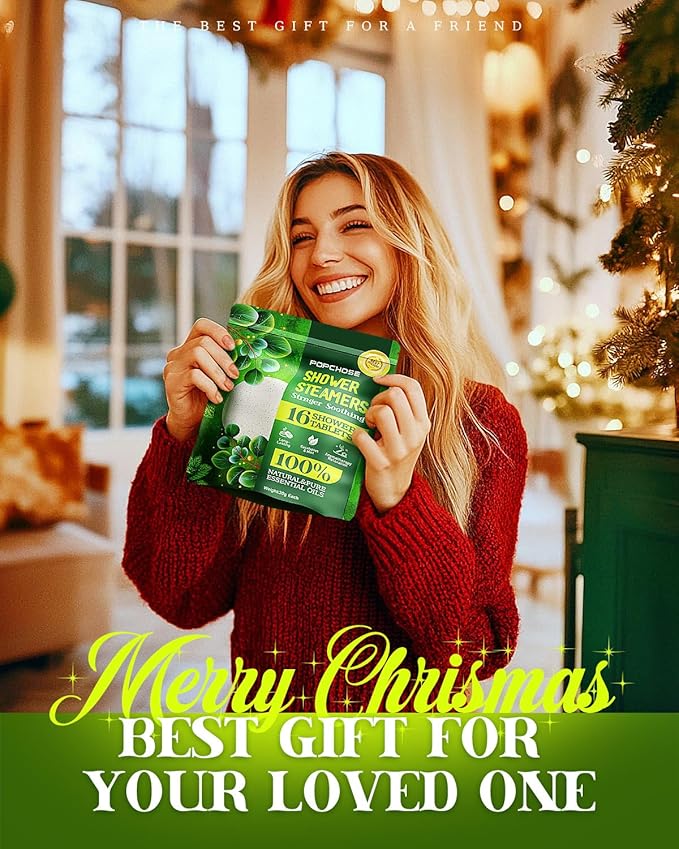 Shower Steamers Aromatherapy POPCHOSE 16 Pack Eucalyptus for Shower, Birthday Christmas Gifts Stocking Stuffers for Adults Her Mom Him, Quick Relief Nasal Congestion, Home SPA & Self Care Relaxation