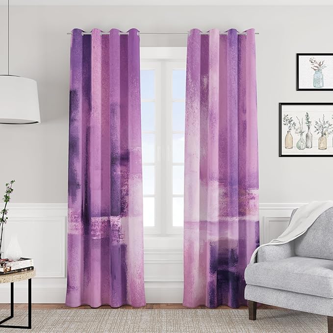 Asuexpect Purple Curtains 2 Panels Abstract Rust Curtain Room Darkening Grommet Window Treatments Modern Decorative for Bedroom Living Room, 52x63 Inches