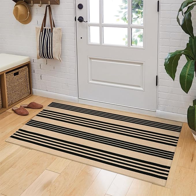 OJIA Fall Front Door Mat 24"x51", Machine Washable Porch Rug Halloween Outdoor Door Mat Striped Entryway Rugs Indoor Outdoor Rugs Cotton Woven Entry Rug for Kitchen/Bathroom/Farmhouse/Home Entrance