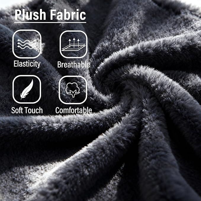 Oversized Chair with Ottoman, Modern Reading Chair, Lounge Accent Chair with Armrests and a Side Pocket for Small Space, Bedroom, Study, Living Room (Plush Dark Greyish Blue)