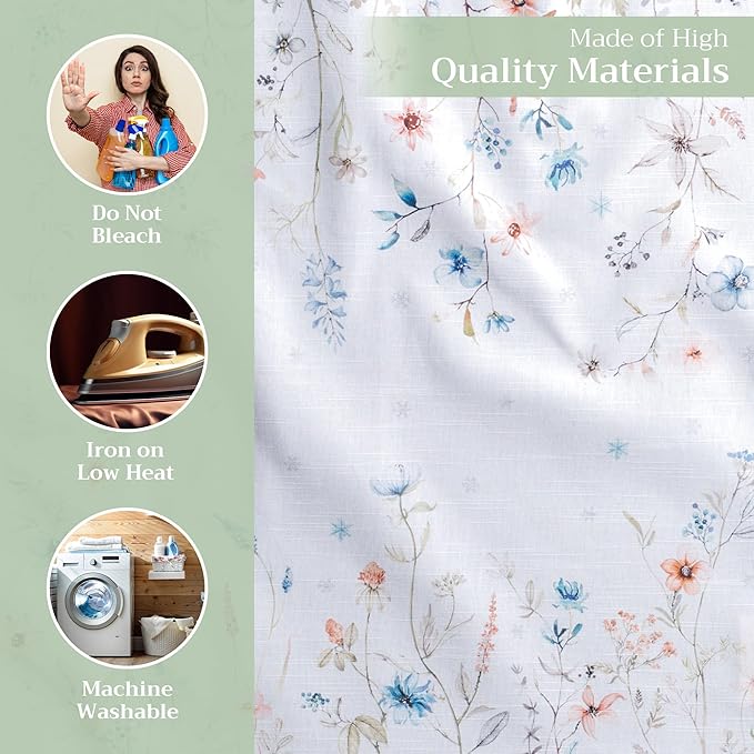 Maison d' Hermine Cloth Napkins Set of 4 100% Cotton Everyday Reusable Square Napkins Cloth Washable, Dinner, Party, Wedding, Restaurant (Ice Florals, 20" x 20")