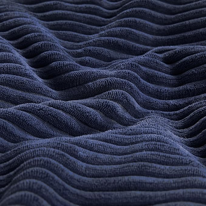 Fancy Homi 4 Packs Navy Blue Decorative Throw Pillow Covers 18x18 Inch for Living Room Couch Bed, Rustic Farmhouse Boho Home Decor, Soft Cross Corduroy Patchwork Textured Square Cushion Case 45x45 cm