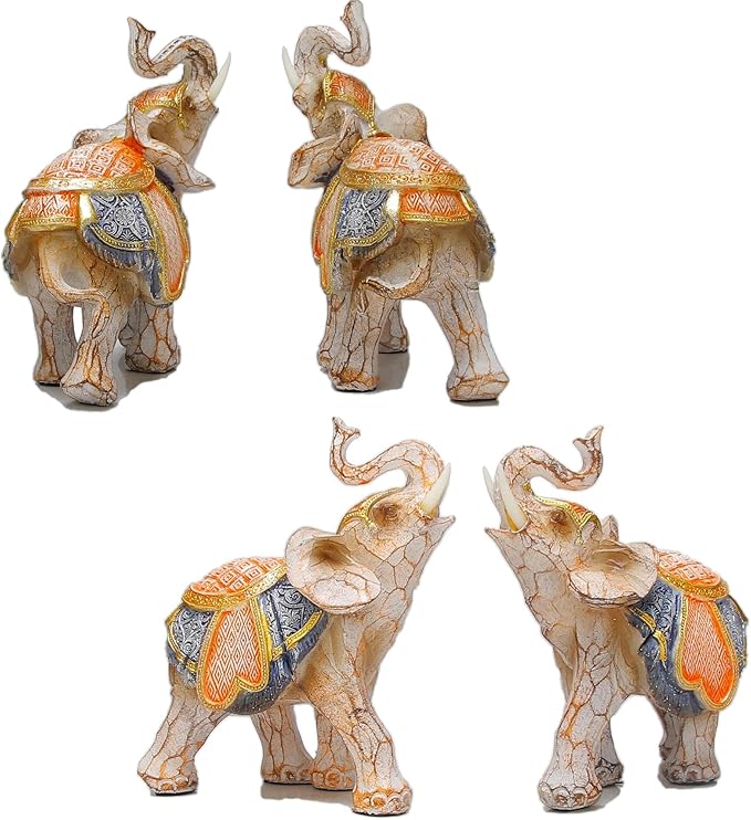 Modern Couple Elephant Decorative Statue - Home Decor Lucky Figurines for Living Room, Dining Table & Shelves - Wedding, Women's Decorations Sculptures - 5.5" L x 5" H